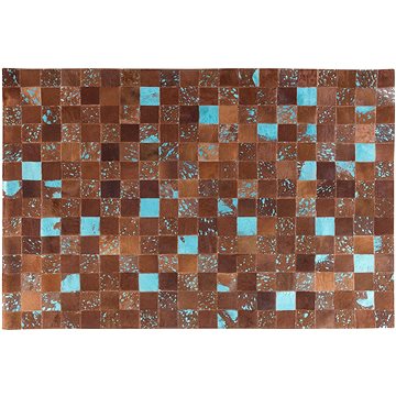 Hnědý kožený patchwork koberec 140x200cm ALIAGA, 41416 (beliani_41416)