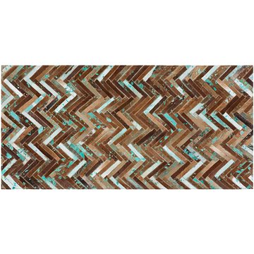 Patchwork koberec z hovězí kůže v hnědo-modrých odstínech 80x150 cm AMASYA, 57130 (beliani_57130)