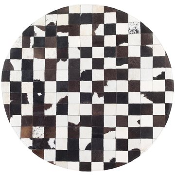 Černobílý patchwork koberec z hovězí kůže ? 140 cm BERGAMA, 57757 (beliani_57757)