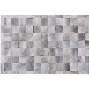 Šedý kožený patchwork koberec 160x230 cm ALACAM, 73717 (beliani_73717)