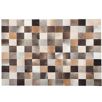 Hnědý kožený patchwork koberec 160x230 cm SOKE, 73751 (beliani_73751)