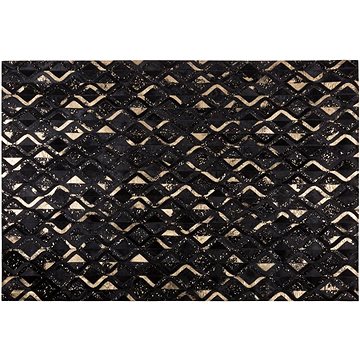 Černo-zlatý kožený koberec 160x230 cm DEVELI, 74962 (beliani_74962)
