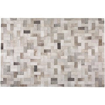 Šedo-béžový kožený koberec 160x230 cm KORFEZ, 74980 (beliani_74980)