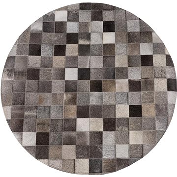 Šedý patchwork koberec z hovězí kůže ? 140 cm BERGAMA, 74987 (beliani_74987)