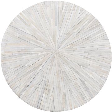 Bílý kulatý kožený koberec 140 cm SIMAV, 75357 (beliani_75357)