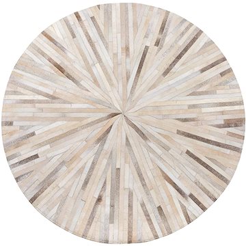 Béžový kulatý kožený koberec 140 cm SIMAV, 75358 (beliani_75358)