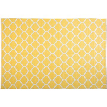 Kanárkově žlutý oboustranný koberec s geometrickým vzorem 160x230 cm AKSU, 141840 (beliani_141840)