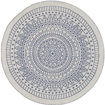 Kulatý oboustranný modro-bílý koberec ? 140 cm YALAK, 142315 (beliani_142315)
