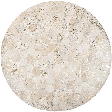 Kožený koberec béžový ? 140 cm ZEYTIN, 159162 (beliani_159162)