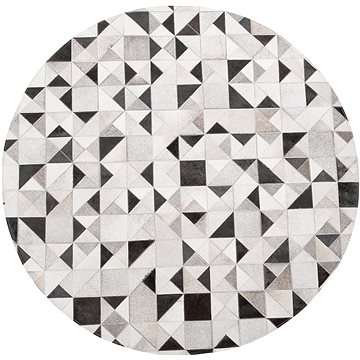 Šedobílý kožený koberec ? 140 cm KIRKLAR, 160573 (beliani_160573)