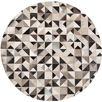Šedobéžový kožený koberec ? 140 cm KIRKLAR, 160574 (beliani_160574)