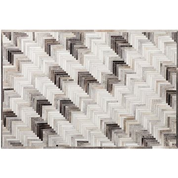 Kožený koberec 140 x 200 cm šedo-béžový ARSUZ, 170097 (beliani_170097)