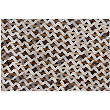 Kožený koberec hnědý s šedou TUGLU 160 x 230 cm, 182121 (beliani_182121)
