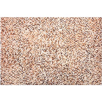 Hnědý kožený patchworkový koberec 140 x 200 cm TORUL, 200550 (beliani_200550)