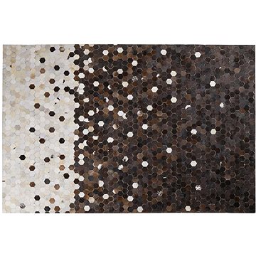 Kožený patchworkový koberec 140 x 200 cm hnědočerný EYIM, 200551 (beliani_200551)