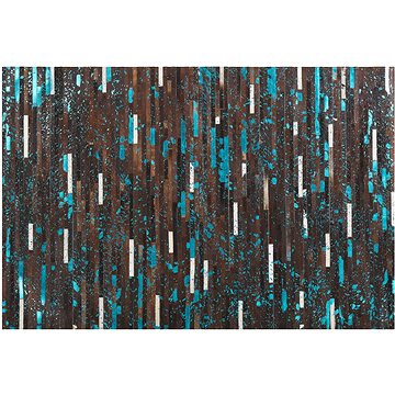 Kožený koberec 140 x 200 cm hnědo-modrý KISIR, 200983 (beliani_200983)