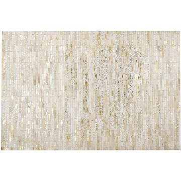 Kožený patchworkový koberec 140 x 200 cm zlato-béžový TOKUL, 238552 (beliani_238552)
