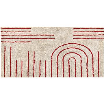 Bavlněný koberec 80 x 150 cm béžový/červený TIRUPATI, 303038 (beliani_303038)