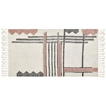 Bavlněný koberec 80 x 150 cm béžová/černá MURADIYE, 303174 (beliani_303174)