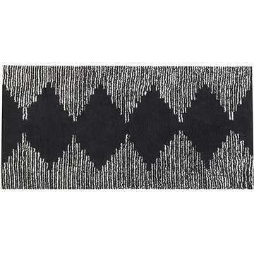 Bavlněný koberec 80 x 150 cm černý/bílý BATHINDA, 303209 (beliani_303209)