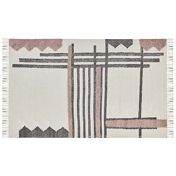 Bavlněný koberec 140 x 200 cm béžová/černá MURADIYE, 303260 (beliani_303260)