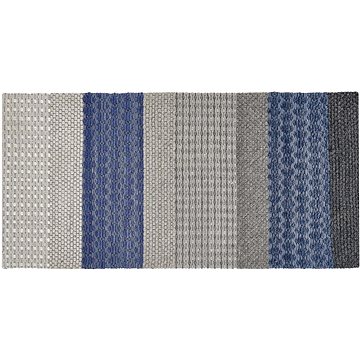 Koberec vlněný 80 x 150 cm pruhovaný vzor modrý / šedý AKKAYA, 317233 (beliani_317233)