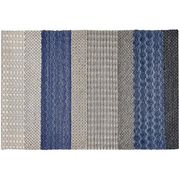 Koberec vlněný 160 x 200 cm pruhovaný vzor modrý / šedý AKKAYA, 317269 (beliani_317269)