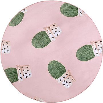 Kulatý koberec vzor kaktus ? 120 cm růžový ELDIVAN, 317497 (beliani_317497)