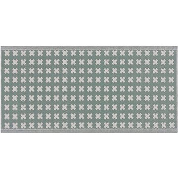 Zelený venkovní koberec s geometrickým vzorem 90 x 180 cm ROHTAK , 204619 (beliani_204619)