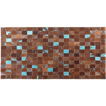 Hnědý kožený patchwork koberec 80x150 cm ALIAGA, 41431 (beliani_41431)