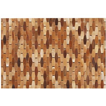 Kožený koberec patchworkový 140 x 200 cm hnědý DIGOR, 222366 (beliani_222366)