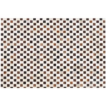Kožený koberec patchworkový 160 x 230 cm béžově hnědý KAYABEY, 222386 (beliani_222386)