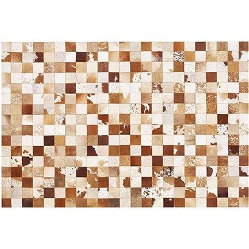 Kožený patchworkový koberec 160 x 230 cm hnědo-bílý CAMILI, 225634 (beliani_225634)