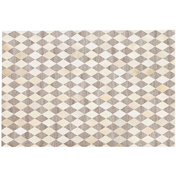 Kožený koberec béžovo-hnědý 160 x 230 cm SESLICE , 225653 (beliani_225653)