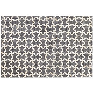 Kožený koberec 140 x 200 cm šedo-béžový YEDISU, 237972 (beliani_237972)