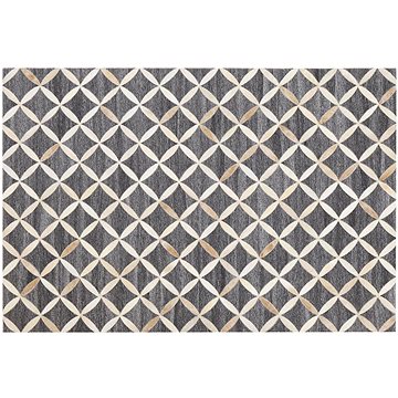Kožený koberec 140 x 200 cm šedobéžový GENC, 237992 (beliani_237992)