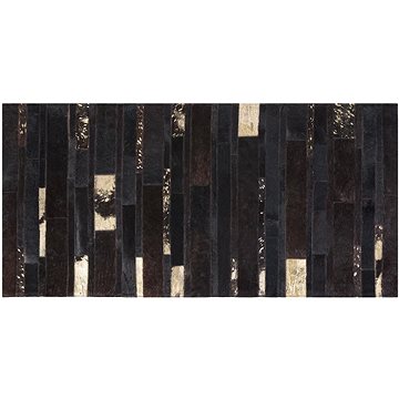 Hnědozlatý patchwork koberec z hovězí kůže 80x150 cm ARTVIN, 57753 (beliani_57753)