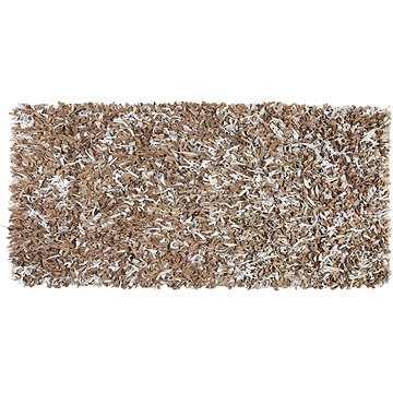 Kožený koberec 80 x 150 cm hnědý / šedý MUT, 57759 (beliani_57759)