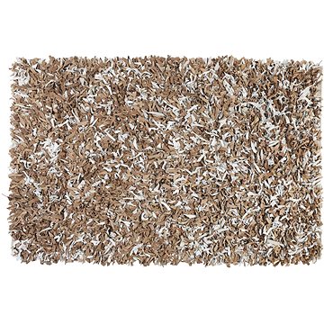 Kožený koberec 140 x 200 cm hnědá/šedá MUT, 57760 (beliani_57760)