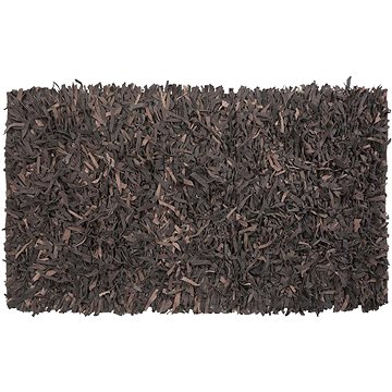 Hnědý shaggy kožený koberec 80x150 cm MUT, 57762 (beliani_57762)