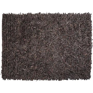 Hnědý shaggy kožený koberec 160x230 cm MUT, 57764 (beliani_57764)