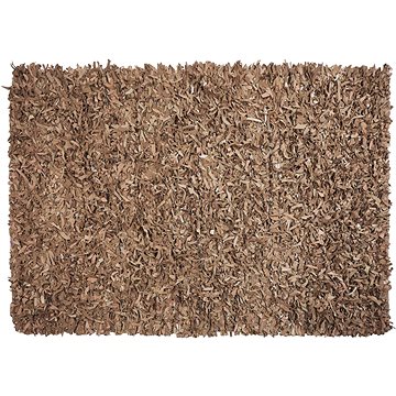 Béžový shaggy kožený koberec 160x230 cm MUT, 57766 (beliani_57766)