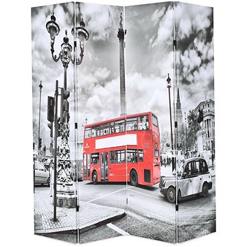 Skládací paraván 160 x 170 cm Londýnský autobus černobílý (245874)