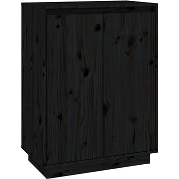 Botník černý 60 x 35 x 80 cm masivní borové dřevo, 813534 (813534)