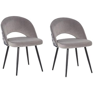Sada 2 sametových jídelních židlí šedá VIVIAN, 207862 (beliani_207862)