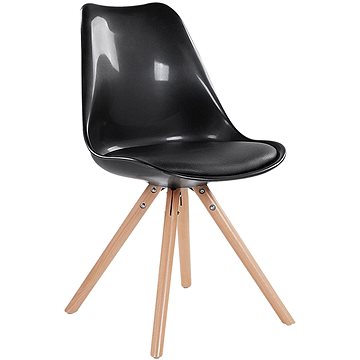 Černá jídelní židle s koženým sedákem DAKOTA, 57944 (beliani_57944)