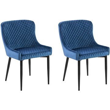Jídelní souprava 2 židle SOLANO modrý samet, 170884 (beliani_170884)