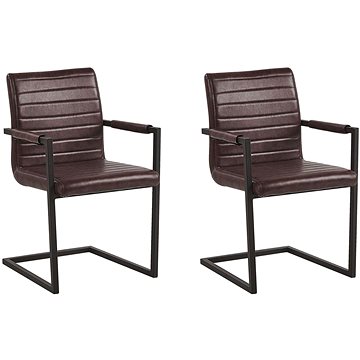 Sada 2 jídelních židlí v hnědé barvě z ekokůže BUFORD , 244331 (beliani_244331)