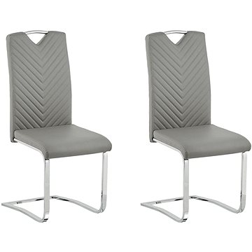Sada 2 šedých jídelních židlí z umělé kůže PICKNES, 252414 (beliani_252414)