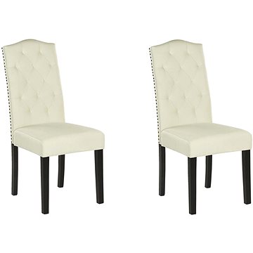 Sada 2 krémových čalouněných jídelních židlí SHIRLEY, 227024 (beliani_227024)